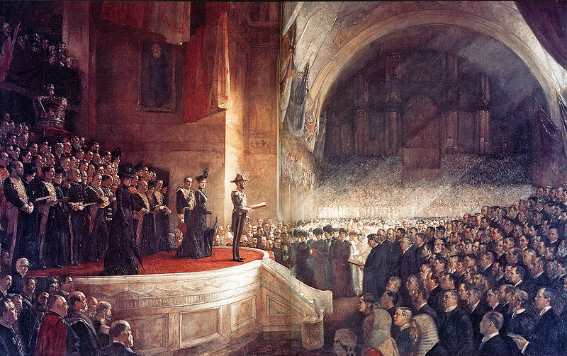 Opening of the first parliament of Australia in Melbourne, 1901, by Tom Roberts (1856-1931), painted in 1903, Location TBD